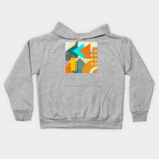 Modern Geometric Pattern Vibrant Aqua Gold Terracotta Retro Style Kids Hoodie